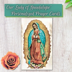 Personalized Laminated Our Lady of Guadalupe Prayer Cards,Prayer Cards for Celebration of Life,Custom Holy Bereavement Keepsakes for Funeral