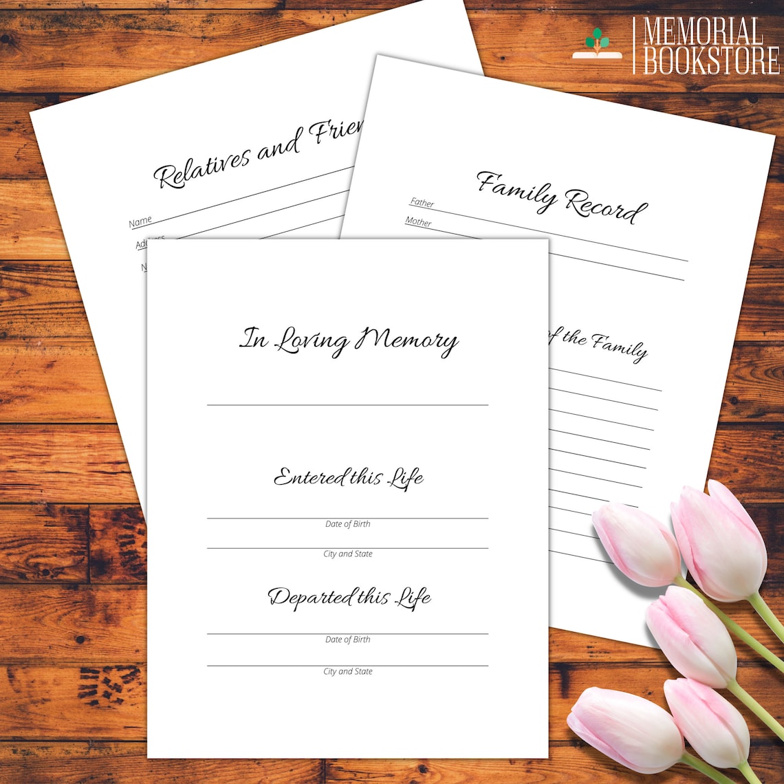 Funeral Guest Book Pagesinstant Digital Downloadpdf26 Pagessize 8.5
