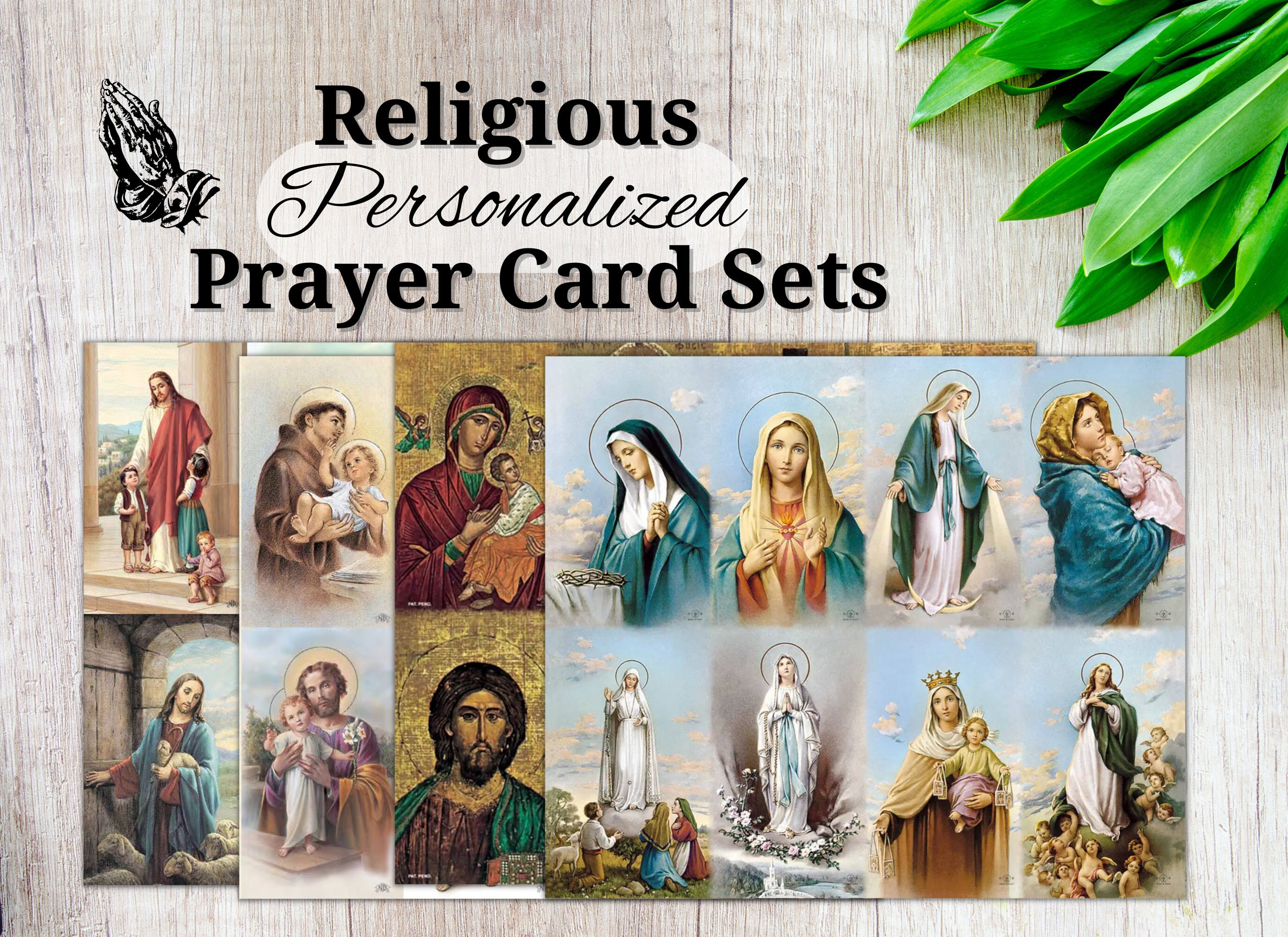 Religious Personalized Prayer Cards, Custom Catholic Holy Cards, Laminated Prayer Cards for Funerals, Memorials, Bereavement, Celebrations