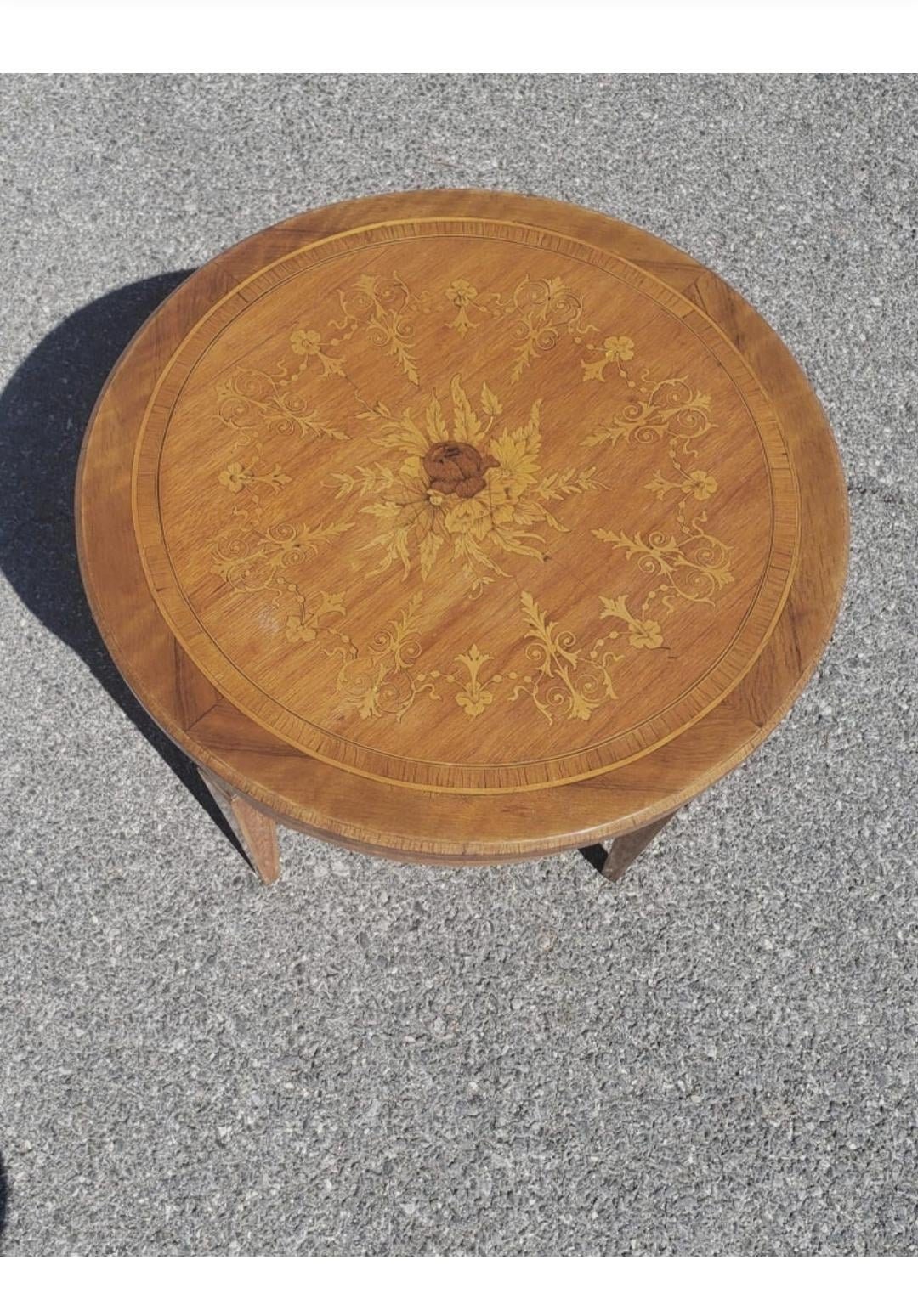 Early 20th Century Dutch Colonial Style Marquetry Fruitwood Gueridon 