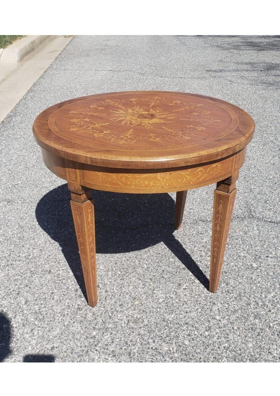 Early 20th Century Dutch Colonial Style Marquetry Fruitwood Gueridon 