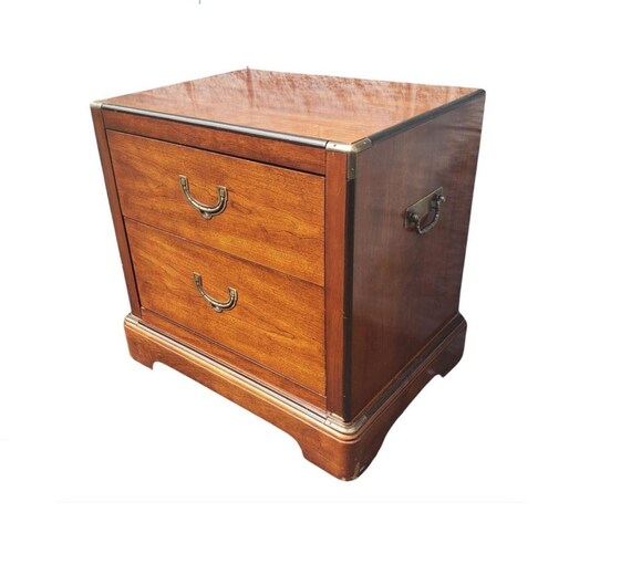 National Mount Airy Mahogany Campaign Style Bedside Table Chest - Etsy