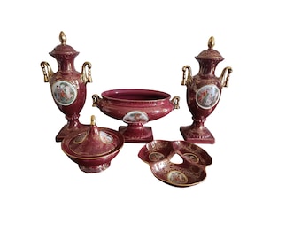 Vintage 1930s English Empire Ware Urns Set - 5 Piece Set