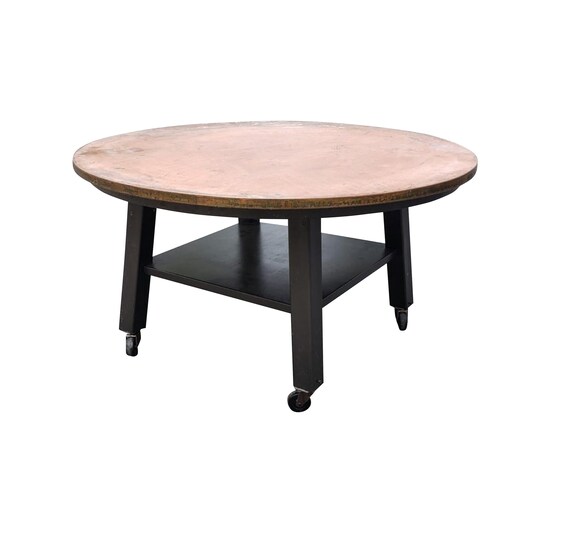 Ethan Allen Two-tier Copper Top Metal Rolling Outdoor or Indoor