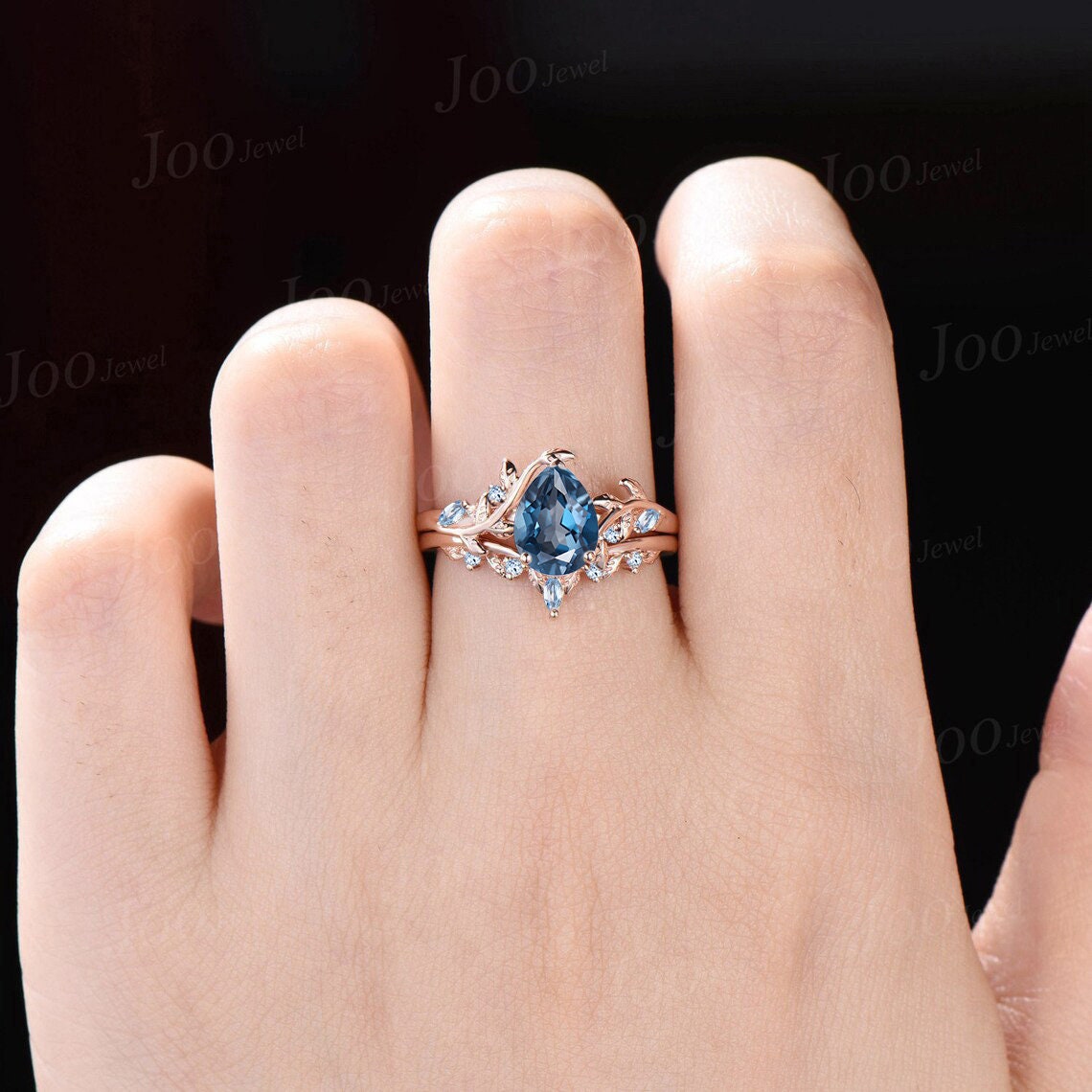 Leaf Branch Nature Inspired Pear Cut Natural London Blue Topaz ...