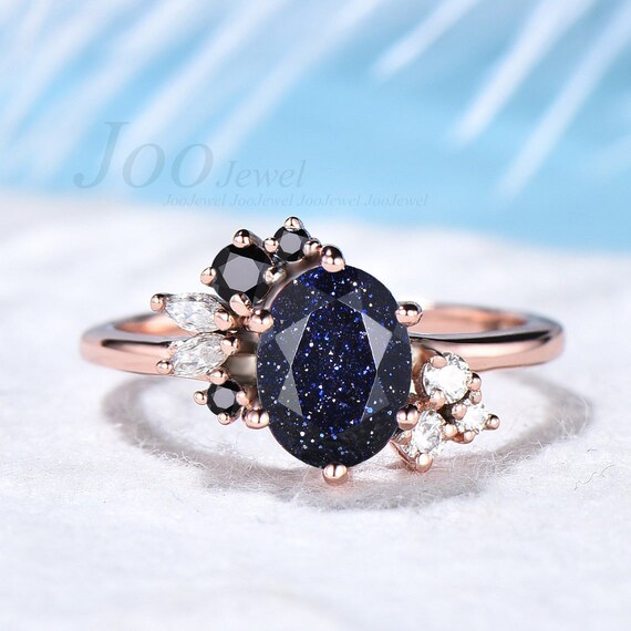 Black and blue diamond clearance ring
