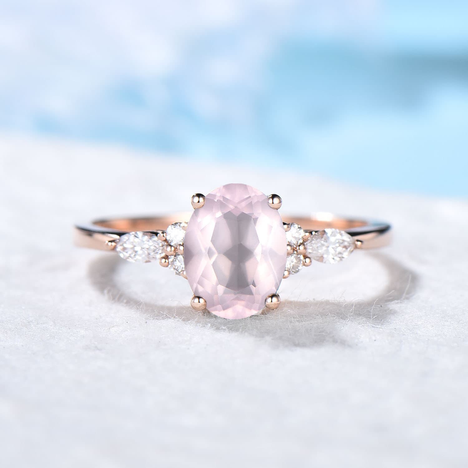 Rose Quartz Oval Ring