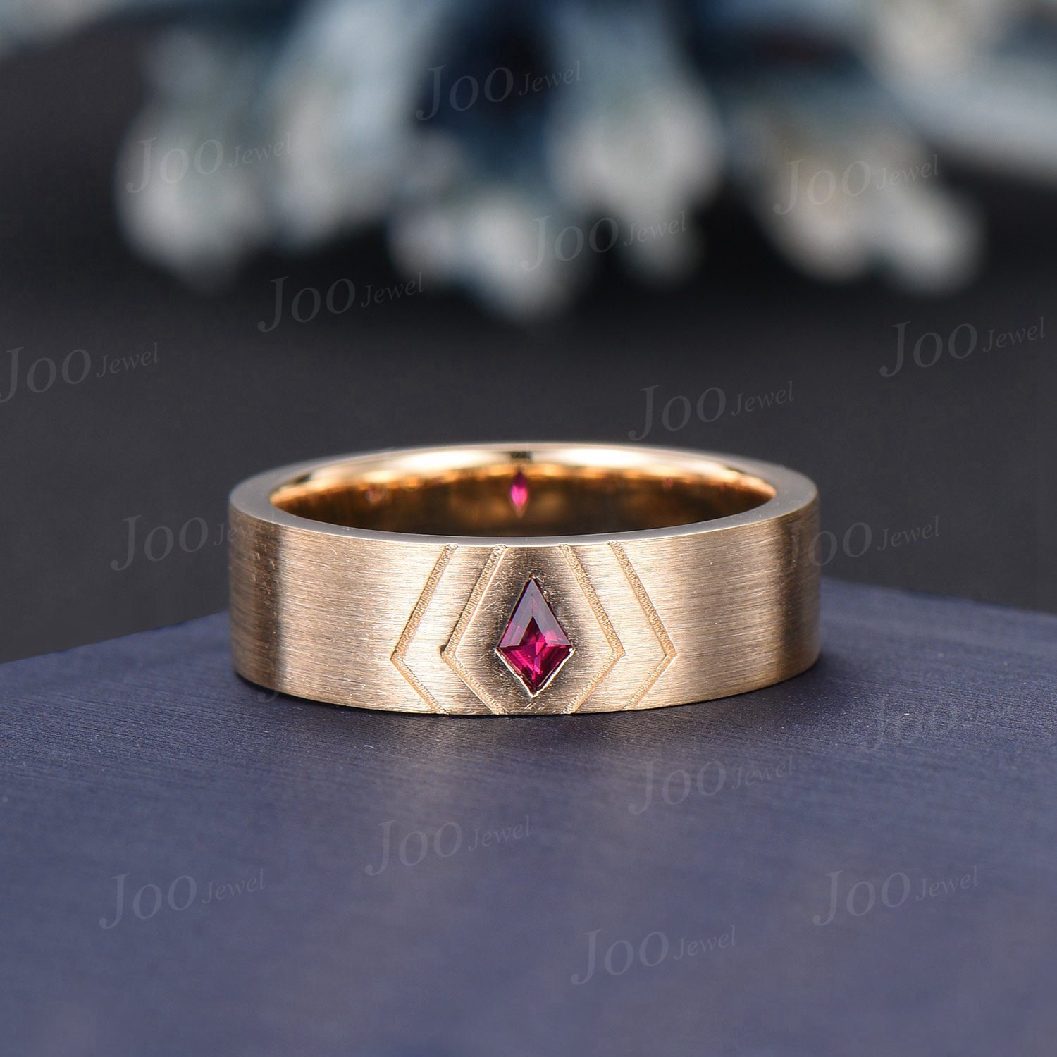 Buy 6mm Mens Kite Red Ruby Band 14K Solid Gold Men Solitaire Engagement Ring  Brushed Finished Band Womens Ruby Wedding Band Unique Promise Ring Online  in India - Etsy