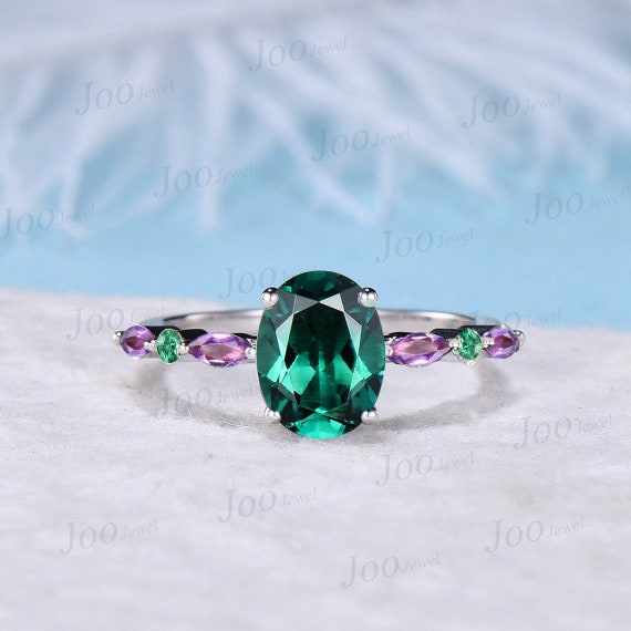 Emerald With Amethyst Round 2.50 MM Eternity 925 Sterling Silver Women  Stacking Ring Jewelry - Walmart.com