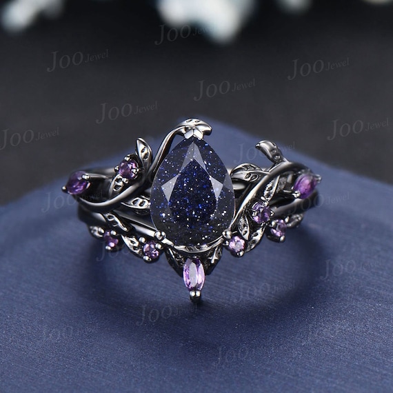 Black gold amethyst ring clearance