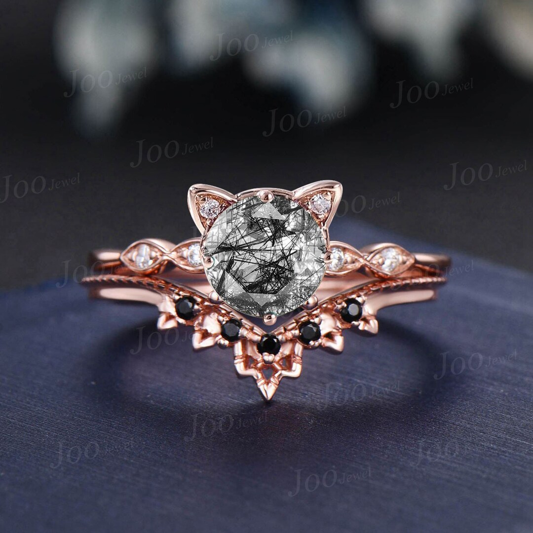 Bague femme miaou, bague de fiançailles chat, cristal de quartz