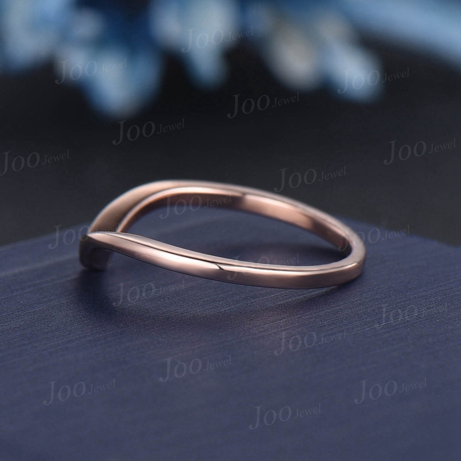 14K Solid Gold Plain Band Stacking Ring|simple Curved Wedding Band ...