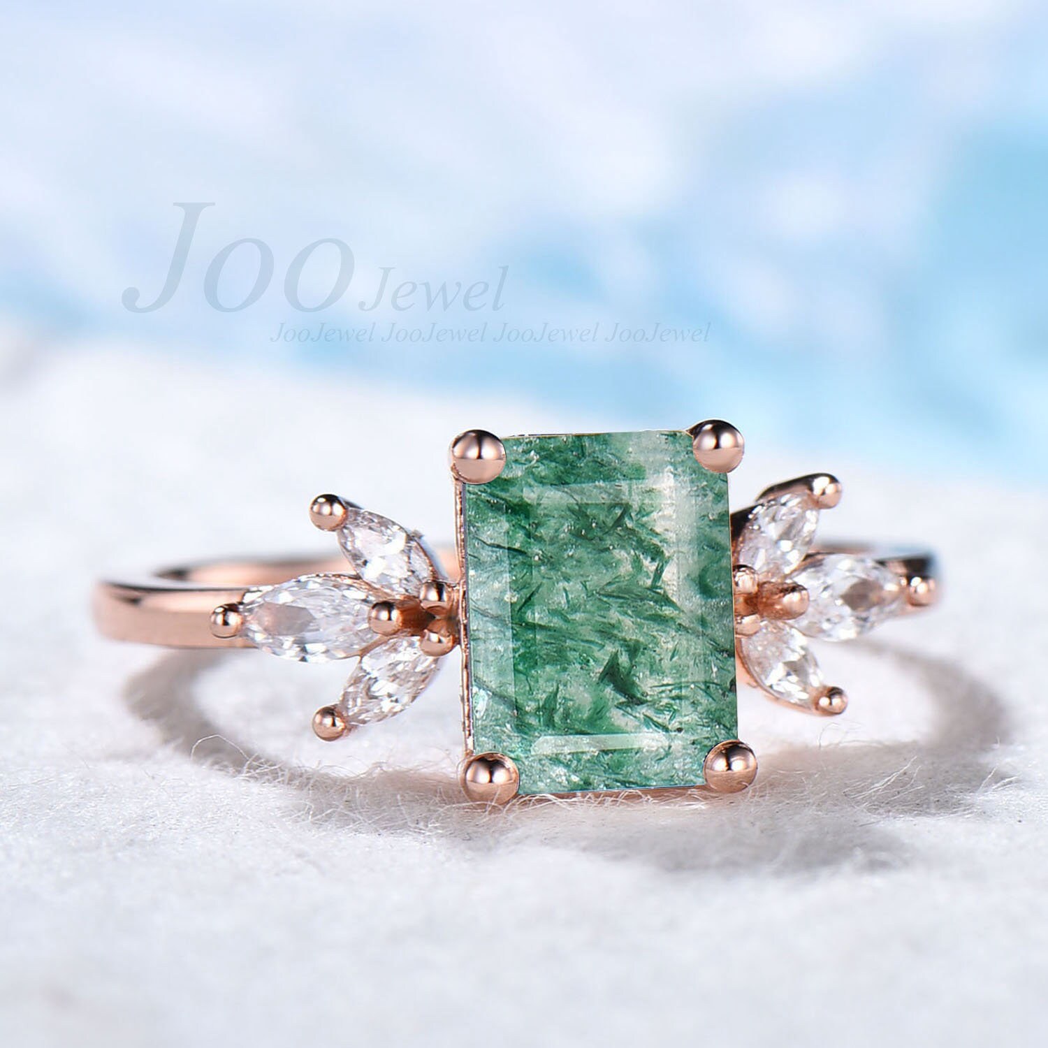Green Aventurine Ring Sterling Silver Emerald Cut Green Gemstone Ring Natural Gems Ring Real Green Jadeite ring Jade Engagement Ring Women