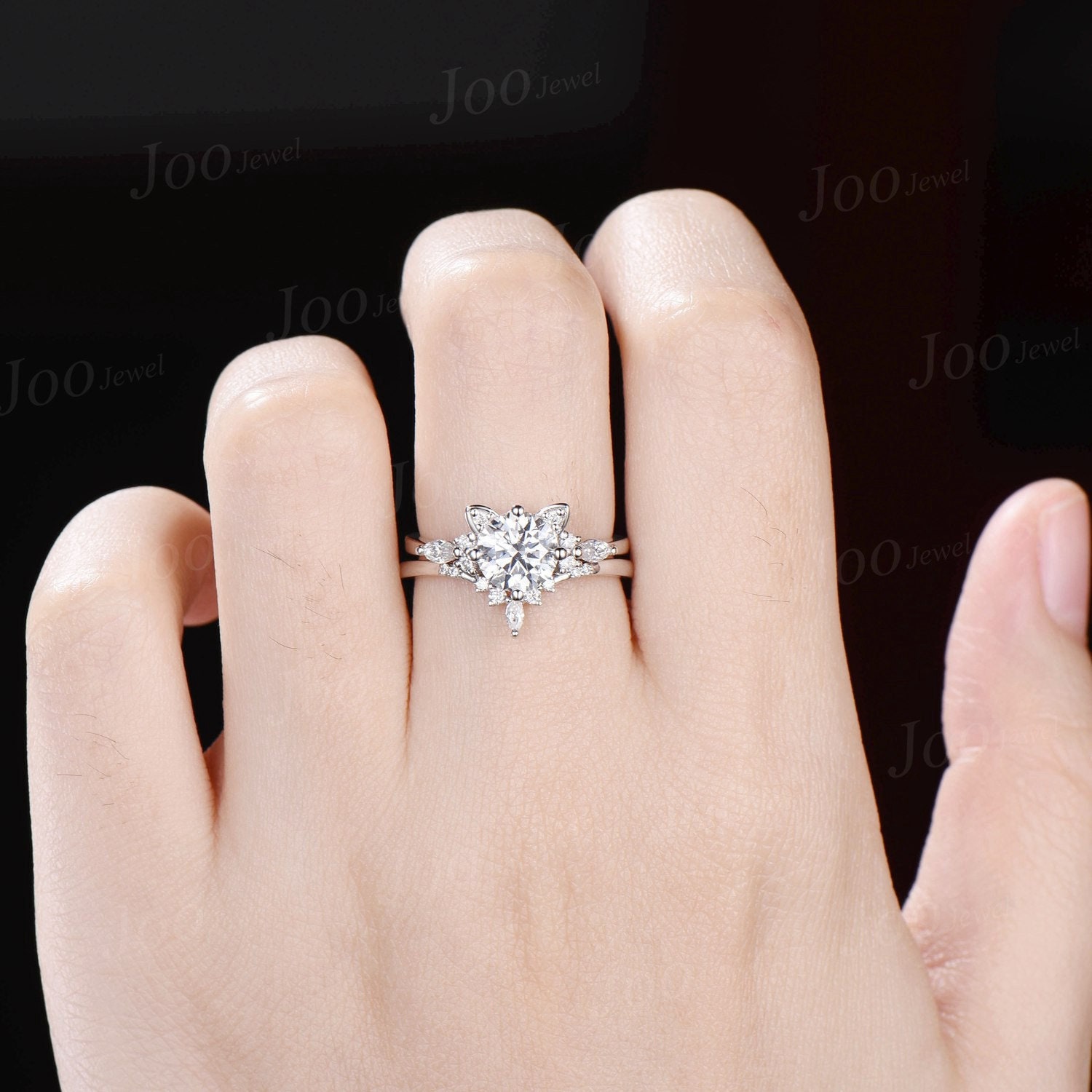 1.2ct Round Moissanite Cat Engagement Ring 14K Rose Gold Animal Cat ...