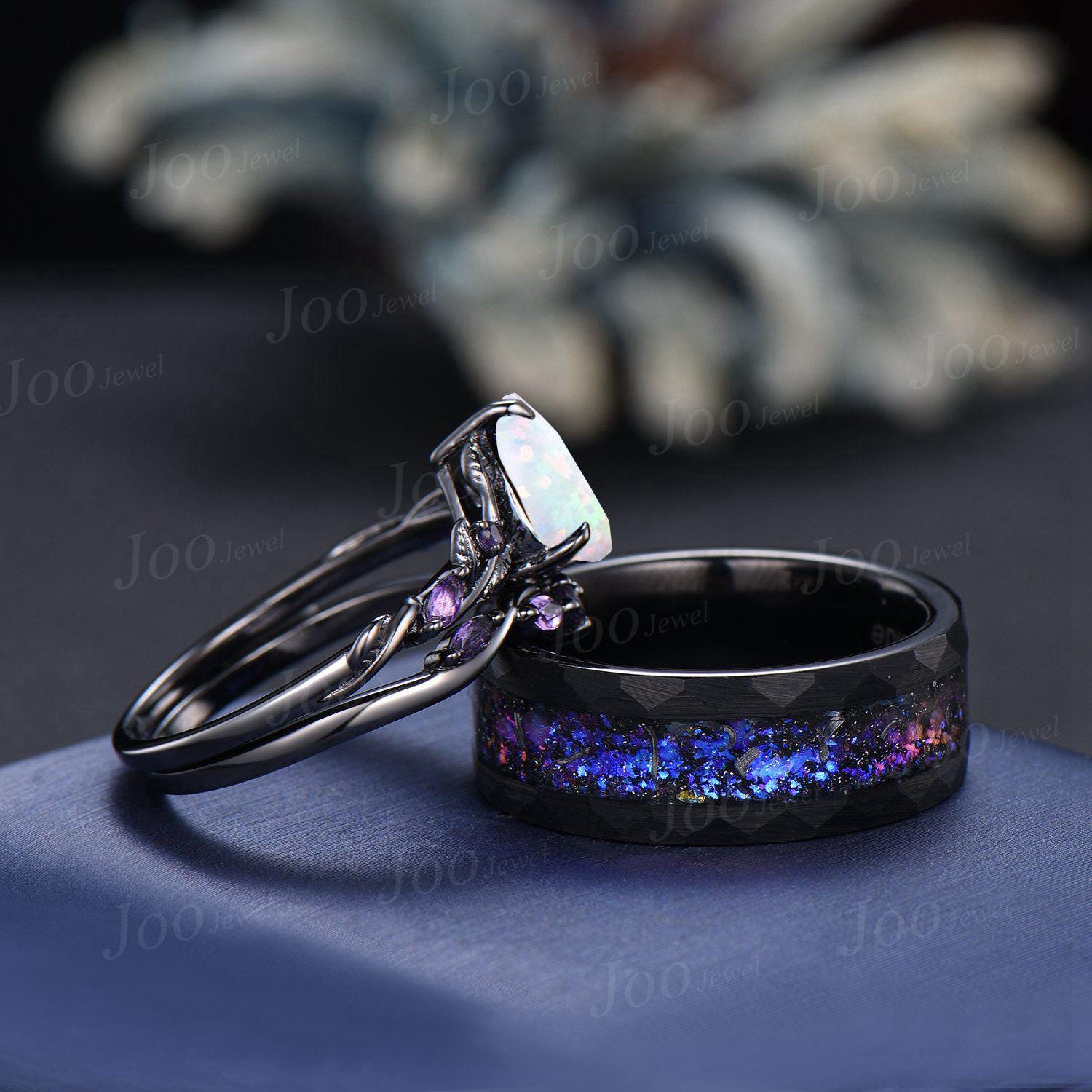 Juego de anillos de pareja Galaxy: alianza de boda para él y para