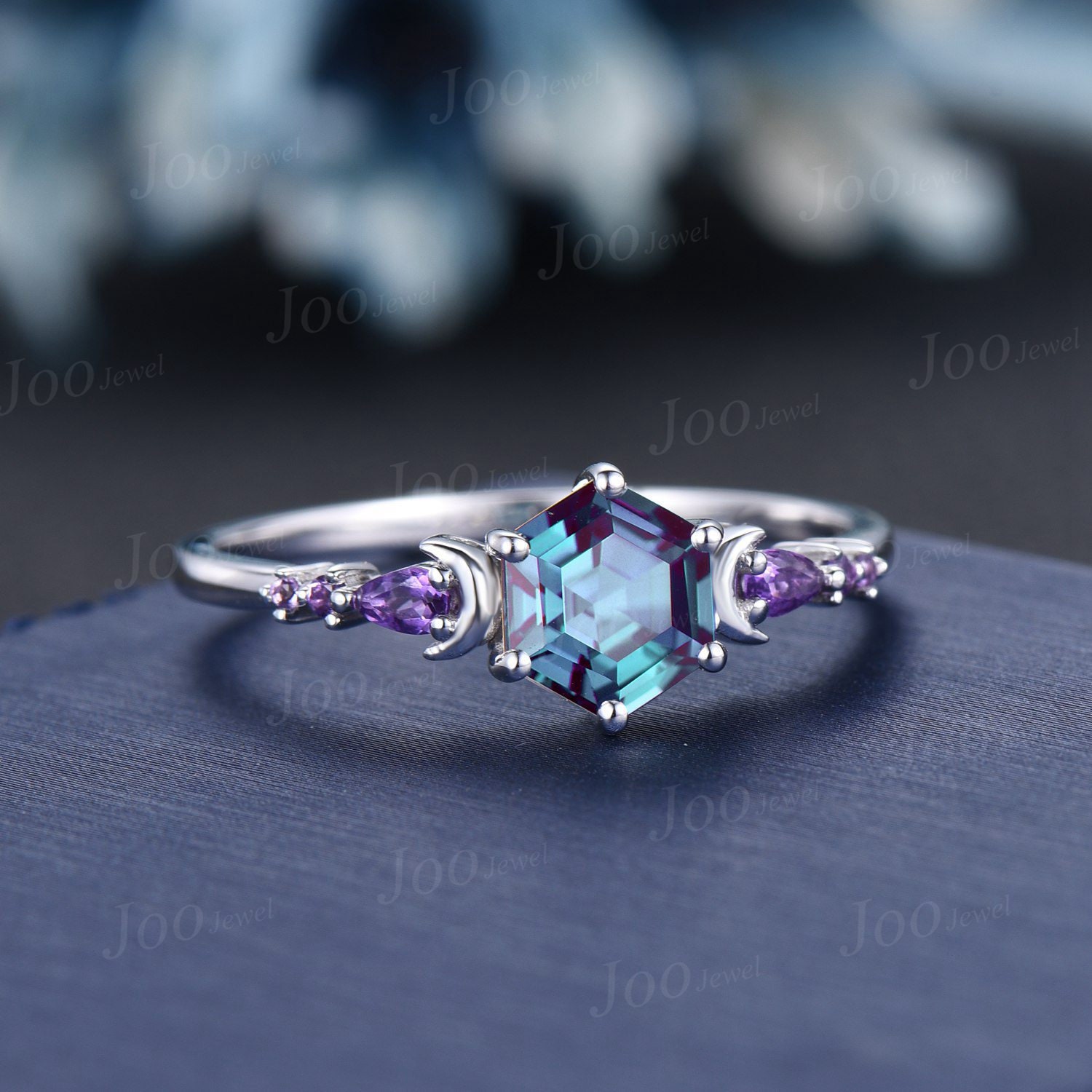 Vintage round alexandrite engagement ring rose gold cluster snowdrift –  Ohjewel