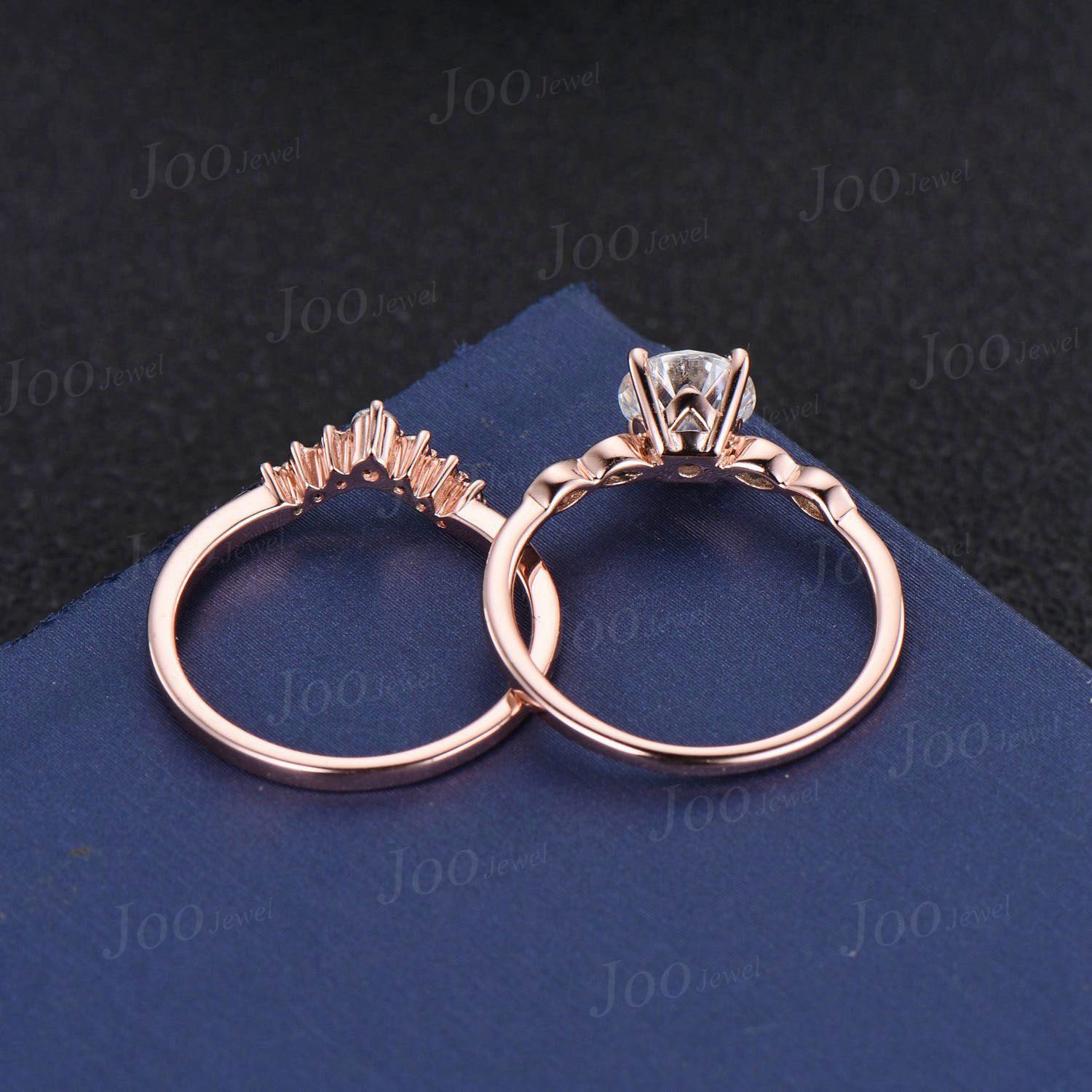 Cute Cat Wedding Ring Round Cut Galaxy Blue Sandstone Onyx Bridal Ring ...