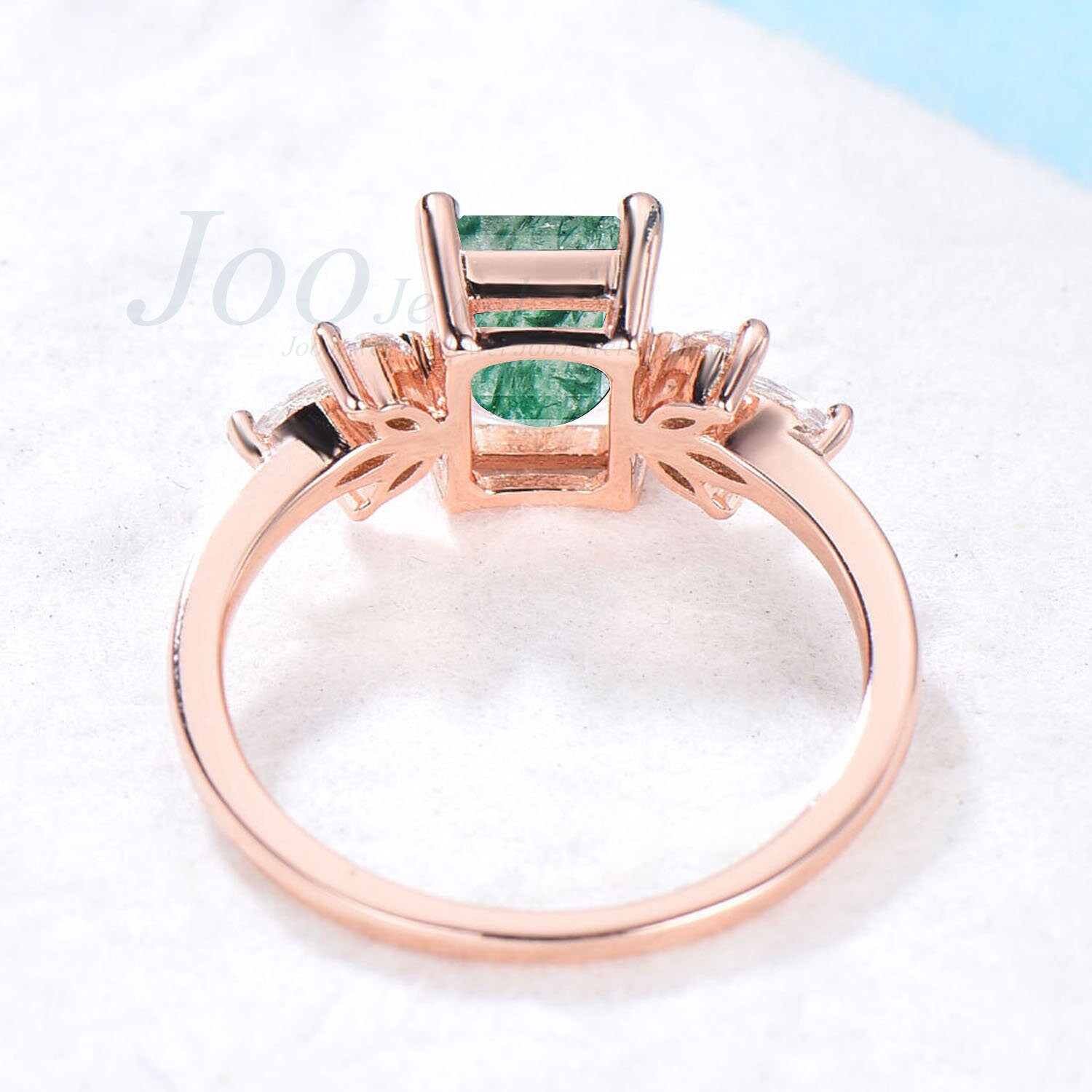 Green Aventurine Ring Sterling Silver Emerald Cut Green Gemstone Ring Natural Gems Ring Real Green Jadeite ring Jade Engagement Ring Women