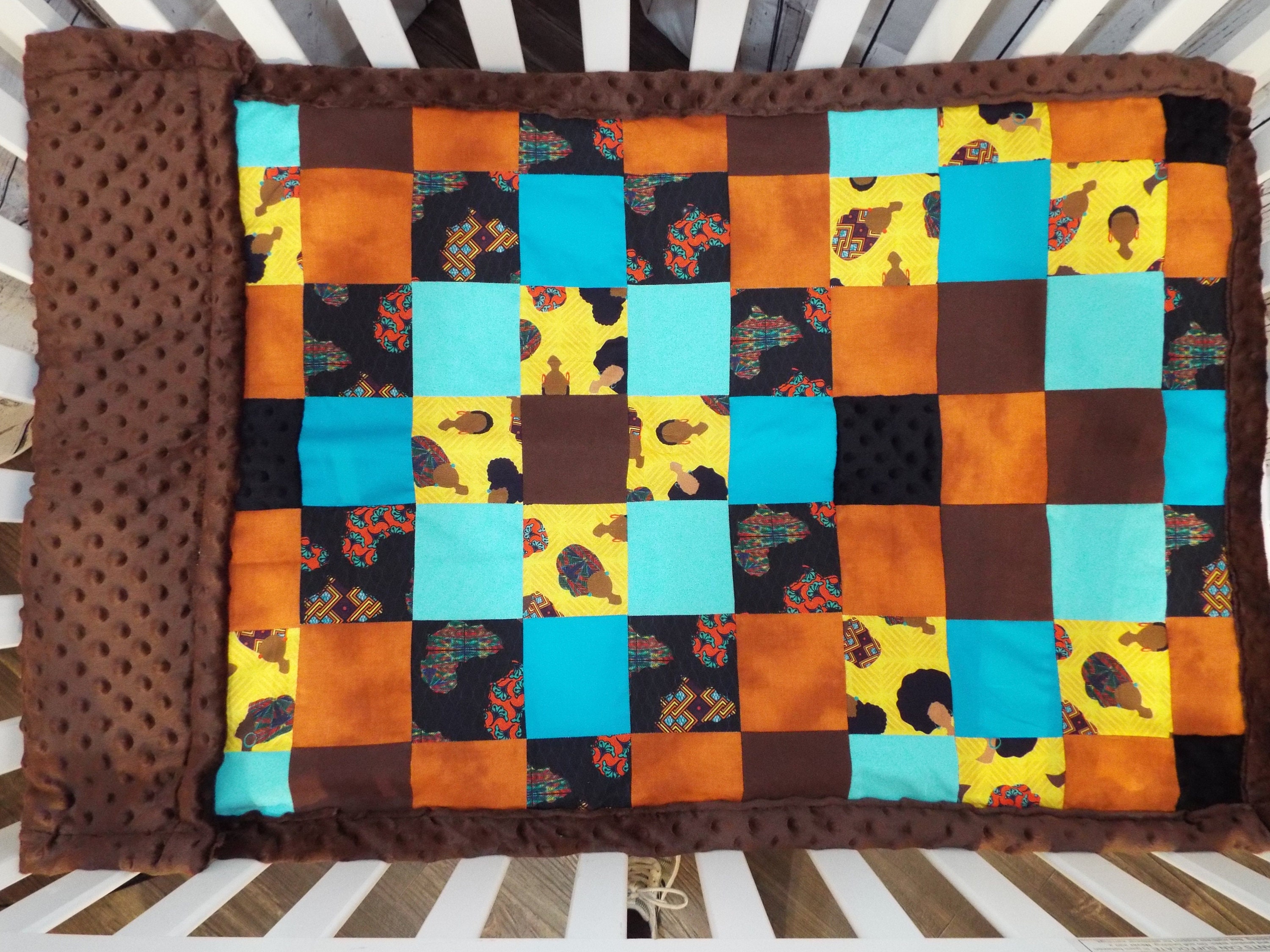 African Themed Baby Blanket, African Baby Quilt, Patchwork Quilt