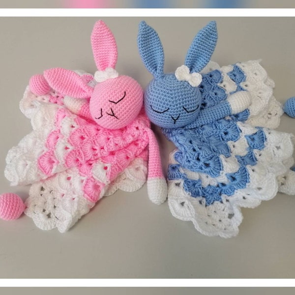 Crochet Lovey Pattern Blanket Bunny Security Blanket Crochet Lovey Blanket Toy Blankie Baby Blanket Toy Crochet Comforter Snuggle Pattern