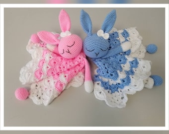 Crochet Lovey Pattern Blanket Bunny Security Blanket Crochet Lovey Blanket Toy Blankie Baby Blanket Toy Crochet Comforter Snuggle Pattern