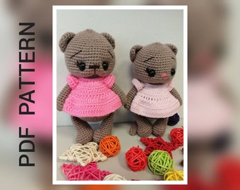 Cat Bear Crochet pattern English Russian language Amigurumi Kuscheltier Gehäkelter Teddy.