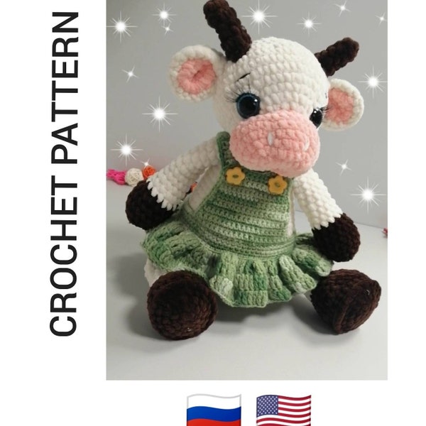 Amigurumi pattern cow, BABY COW Crochet, English PATTERN, Crochet pattern Cow, Amigurumi year of the bull