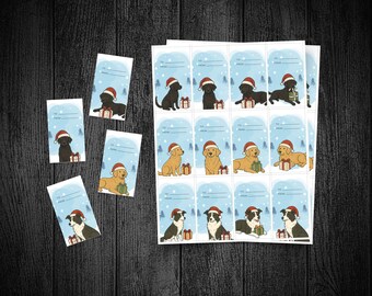 Christmas Pet Gift Tags, Editable Canva Template with Festive Dog Illustrations, Instant Download, Printable Tags for Christmas Presents