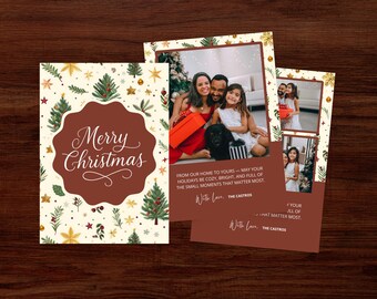 Editable Christmas Photo Card Template: Warm Holiday Greeting (Digital Download)
