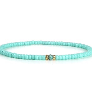 Mens Turquoise Bracelet, Minimalist Bracelet for Men, Beaded African Turquoise Stretch Bracelet