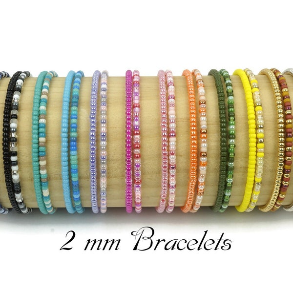 Ensemble de bracelets extensibles en perles élastiques, lot de 2 bracelets de perles Miyuki, bracelets extensibles minimalistes, bracelets de perles extensibles de l'amitié