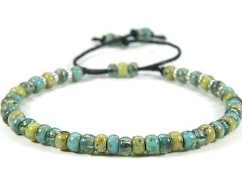 Beaded Picasso Boho Bracelet, Miyuki Turquoise-Green Bracelet, Minimalist Bracelet, Friendship Bracelet,  Beaded Bracelet Men and Woman