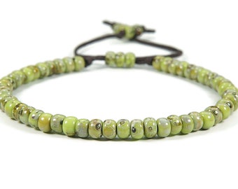 Beaded Picasso Boho Bracelet, Miyuki Chartreuse Beaded Bracelet, Minimalist Bracelet, Friendship Bracelet, Beaded Bracelet for Men and Woman