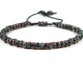 Beaded Picasso Boho Bracelet, Miyuki Ruby Red Beaded Bracelet, Minimalist Bracelet, Friendship Bracelet, Beaded Bracelet for Men and Woman