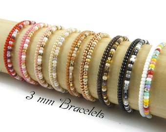 Elastic Beaded Stretch Bracelets Set, Set Of 2 Miyuki Beads Bracelets, Minimalist Stretch Bracelets, Friendship Stretch Beaded Bracelets