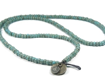 Long collier de perles pour homme et femme, collier de perles Picasso Miyuki, collier bohème, cadeau pour lui et elle, collier de perles turquoise