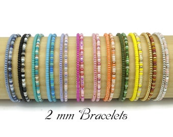 Ensemble de bracelets extensibles en perles élastiques, lot de 2 bracelets de perles Miyuki, bracelets extensibles minimalistes, bracelets de perles extensibles de l'amitié