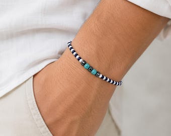 Navy Lime Turquoise Miyuki Bracelet