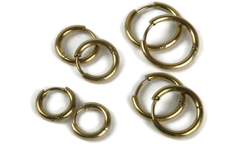 Gold Hoop Earrings, Stainless Steel Huggie Hoop Earrings, Gold Hoop