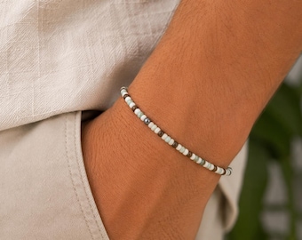 Limestone Miyuki Bracelet, Minimalist Bead Bracelet