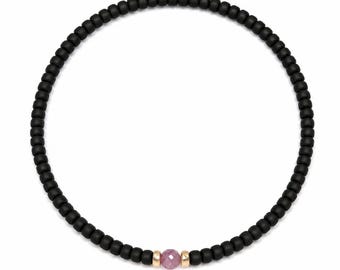 Black Miyuki Bracelet with Red Tourmaline – 3mm