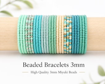 Miyuki Beaded Bracelets 3mm – Stackable Stretch Bracelet – Choose Your Color – Boho Turquoise Jewelry