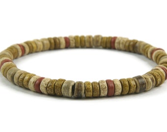 Bracelet en céramique grecque et noix de coco pour homme et femme, bracelet en perles de noix de coco, bracelet en céramique, bracelet en perles extensible pour elle et lui