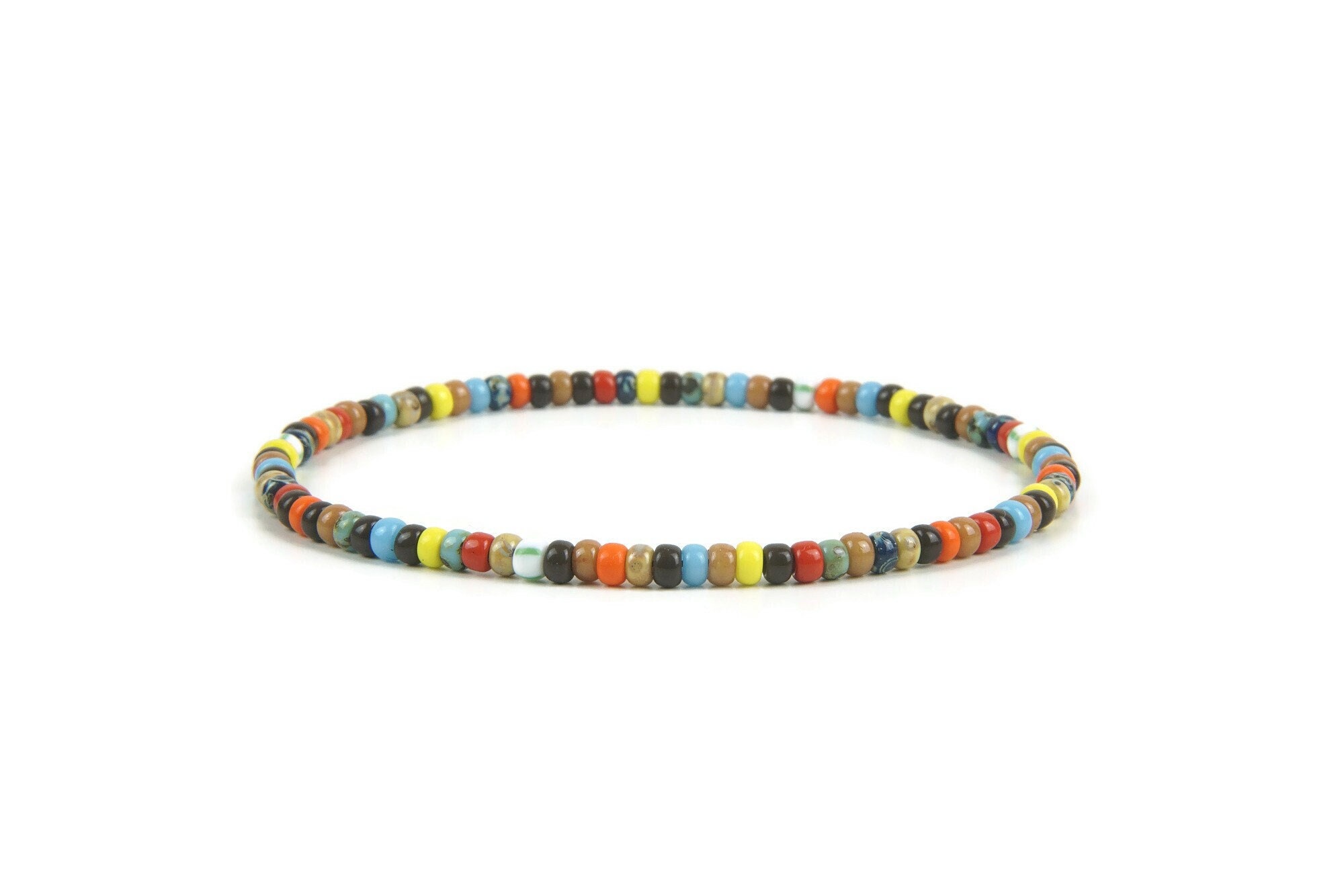 Colorful 3mm Tiny Beaded Bracelet for Men, Mens Gift, Boyfriend Gift, Miyuki Beaded Bracelet for Men, Husband Gift, Minimalist Bracelet