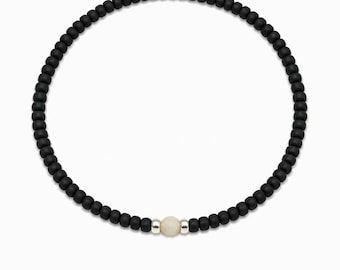 Shell Pearl Bracelet Men Minimalist Beaded Bracelet Black or Cedar Miyuki
