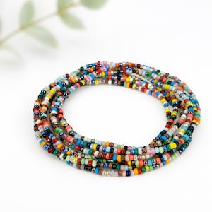 Confetti Seed Bead Bracelet Set, Handmade Preciosa Glass, Boho Stackable Jewelry