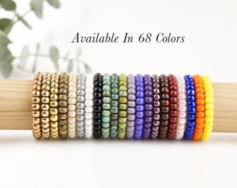 Stretch Perlen Ring, Elastischer Stapel Perlen Ring, Miyuki Perlen Glas Ring in 68 Farben