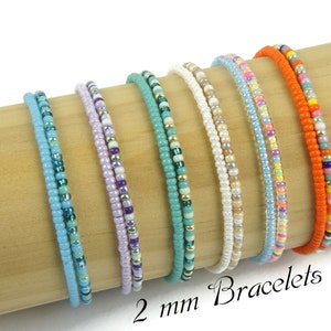 Elastic Beaded Stretch Bracelets Set, Set Of 2 Miyuki Beads Bracelets, Minimalist Stretch Bracelets, Friendship Stretch Beaded Bracelets