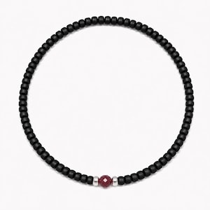 Armband Matt Schwarzer Rubin Miyuki Perlen 3 mm