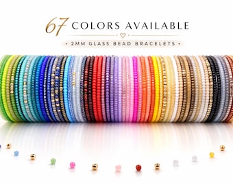 Miyuki 2 mm Perlen Armband - 67 Farben, Minimalist Stapel Schmuck (wasserfest)